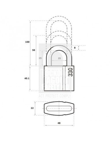 Abloy PL330 Padlock 25mm Shackle